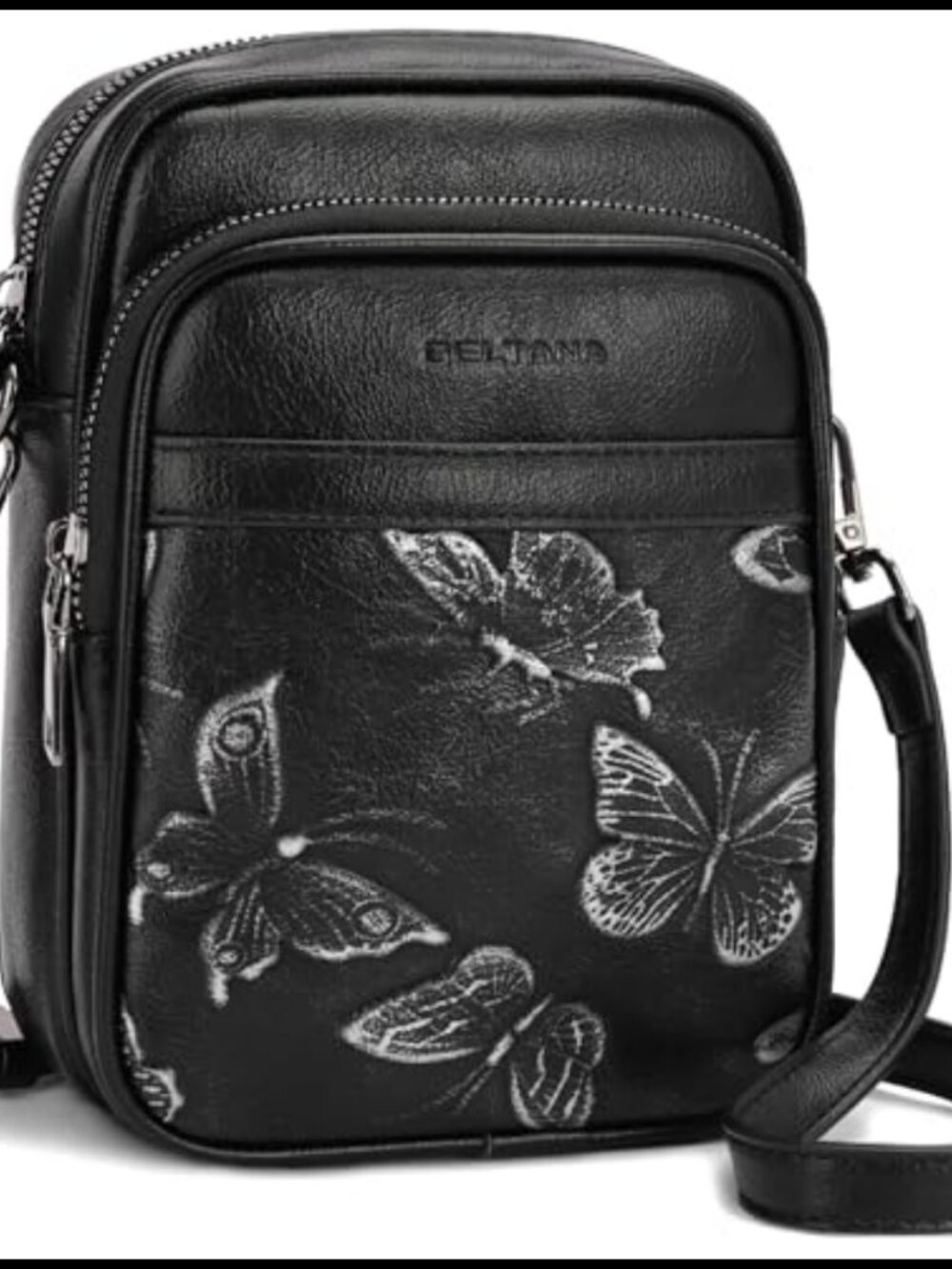Small Crossbody Bag Vegan Leather RFID Cell Phone Purse Butterfly
